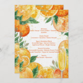 Vibrant Mimosa Brunch Menu – Watercolor Citrus Einladung (Vorne/Hinten)