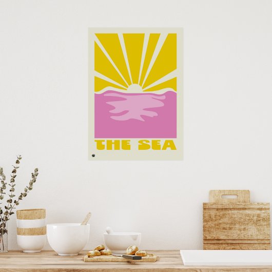 Vibrant Minimalist Abstract Sea Art Print Poster (Küche)