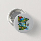 Vibrant Minnesota State Map-Paul Bunyan/Northwoods Button (Vorne & Hinten)