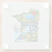 Vibrant Minnesota State Map-Paul Bunyan/Northwoods Glasuntersetzer (Rückseite)