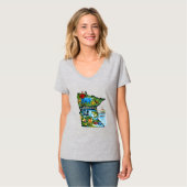 Vibrant Minnesota State Map-Paul Bunyan/Northwoods T-Shirt (Vorderseite Vollansicht)