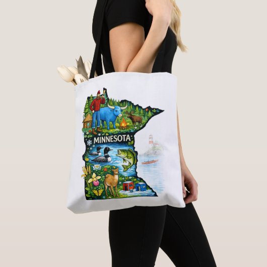 Vibrant Minnesota State Map-Paul Bunyan/Northwoods Tasche (Von Nahem)