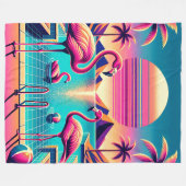 "Vibrant Mitte des Jahrhunderts Moderner Flamingo Fleecedecke (Vorderseite (Horizontal))