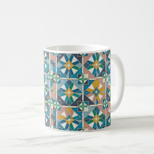 Vibrant Modern Moroccan Zellige Tile Pattern Kaffeetasse (VorderseiteRechts)