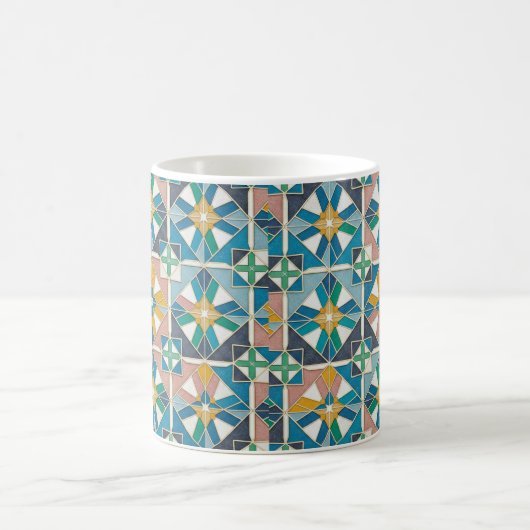 Vibrant Modern Moroccan Zellige Tile Pattern Kaffeetasse (Mittel)
