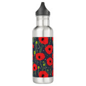 Vibrant Modern Red Poppies Pattern Art Edelstahlflasche (Links)
