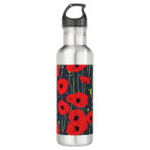 Vibrant Modern Red Poppies Pattern Art Edelstahlflasche (Vorderseite)