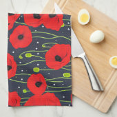 Vibrant Modern Red Poppies Pattern Art Geschirrtuch (Viertel Falte)
