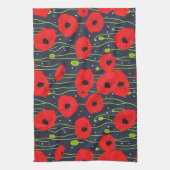 Vibrant Modern Red Poppies Pattern Art Geschirrtuch (Vertikal)