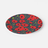 Vibrant Modern Red Poppies Pattern Art Pappteller (Schrägansicht)