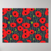 Vibrant Modern Red Poppies Pattern Art Poster (Vorne)