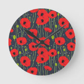 Vibrant Modern Red Poppies Pattern Art Runde Wanduhr (Vorderseite)