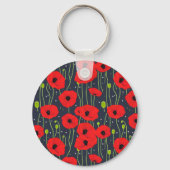 Vibrant Modern Red Poppies Pattern Art Schlüsselanhänger (Rückseite)