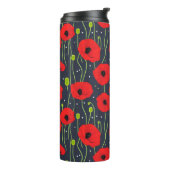 Vibrant Modern Red Poppies Pattern Art Thermosbecher (Nach links gedreht)