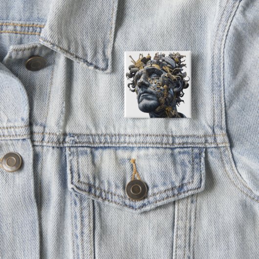 Vibrant Monarch Butterfly Illustration on Light Ba Button (Beispiel)