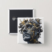 Vibrant Monarch Butterfly Illustration on Light Ba Button (Vorne & Hinten)