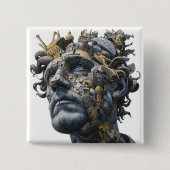 Vibrant Monarch Butterfly Illustration on Light Ba Button (Vorderseite)