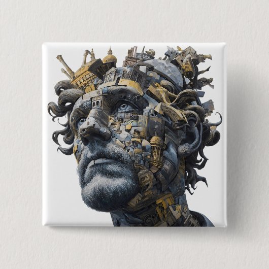 Vibrant Monarch Butterfly Illustration on Light Ba Button (Vorderseite)