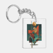 Vibrant Monarch Butterfly Illustration on Light Ba Schlüsselanhänger (Vorderseite links)