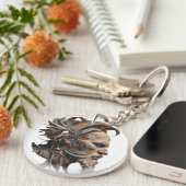 Vibrant Monarch Butterfly Illustration on Light Ba Schlüsselanhänger (Vorderseite rechts)