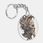 Vibrant Monarch Butterfly Illustration on Light Ba Schlüsselanhänger (Vorderseite links)