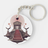 Vibrant Monarch Butterfly Illustration on Light Ba Schlüsselanhänger (Rückseite)