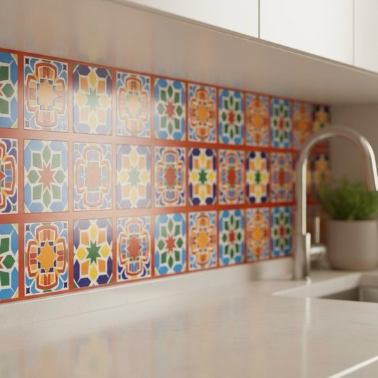 Vibrant Moroccan Geometric Ceramic Tile Blue Fliese