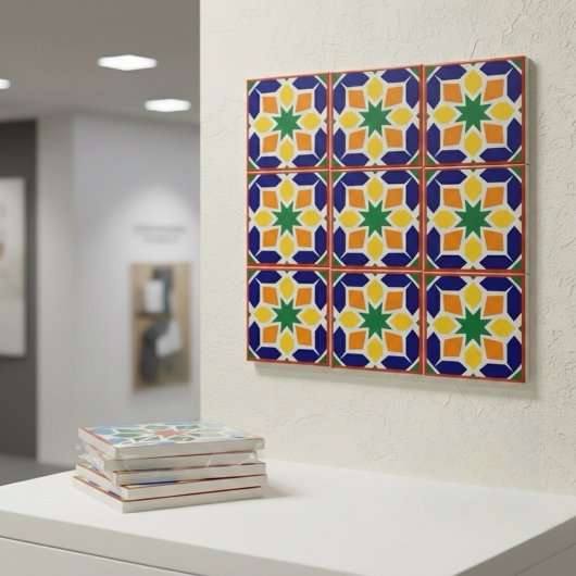 Vibrant Moroccan Geometric Ceramic Tile Blue Fliese