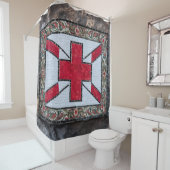 Vibrant Mosaic St. George's Flag verkleidetes Glas Duschvorhang (Beispiel)