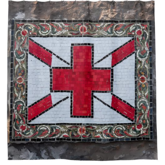 Vibrant Mosaic St. George's Flag verkleidetes Glas Duschvorhang (Vorderseite)