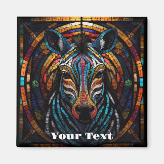 Vibrant Mosaic Zebra Magnet