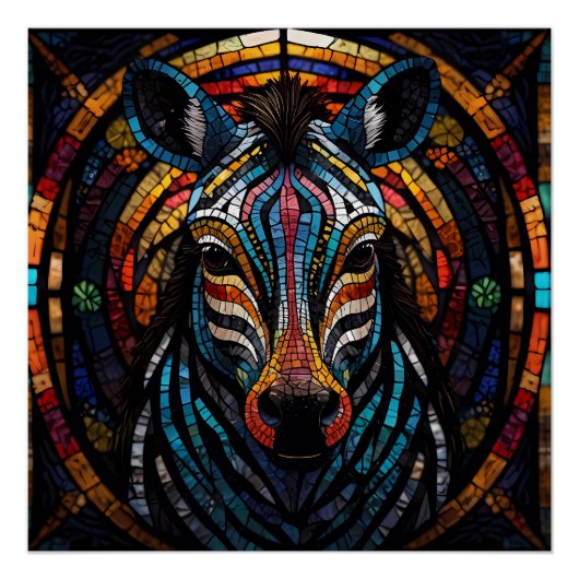 Vibrant Mosaic Zebra Poster (Vorderseite)