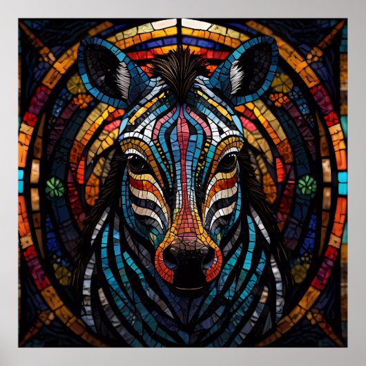 Vibrant Mosaic Zebra Poster (Vorne)