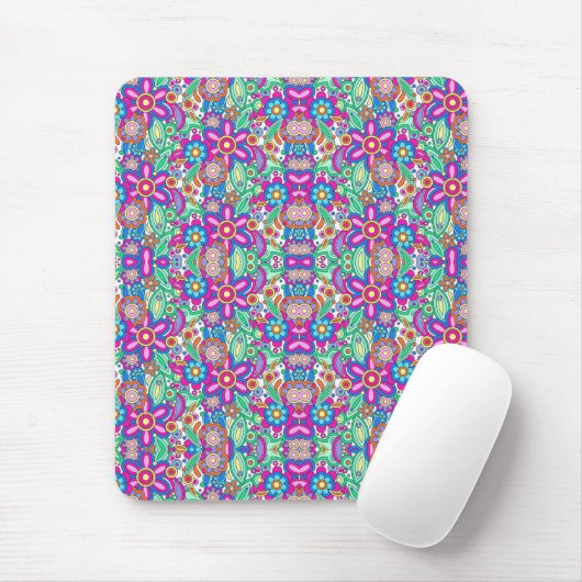 Vibrant mouse pad with a symmetrical floral  mousepad (Mit Mouse)