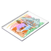 Vibrant Multi-Color Cartoon Hiking Adventure Notizblock (Linke Seite)