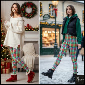 Vibrant Multicolor Dense Tartan Plaid Check Leggings