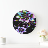 Vibrant Multicolor Hibiscus Floral Accessor Große Wanduhr (Zuhause)