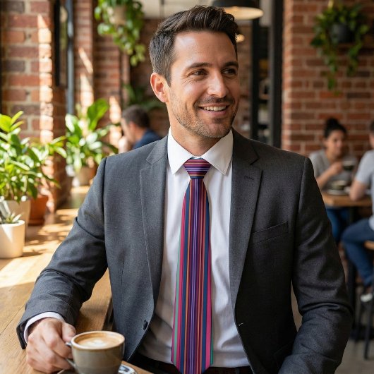 Vibrant Multicolor Striped Neck Tie Krawatte