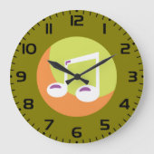 Vibrant Musical Note Double Eighth Große Wanduhr (Vorderseite)