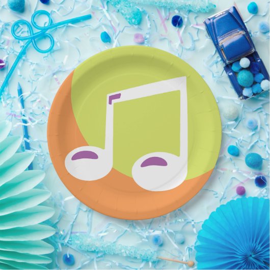 Vibrant Musical Note Double Eighth Pappteller (Party)