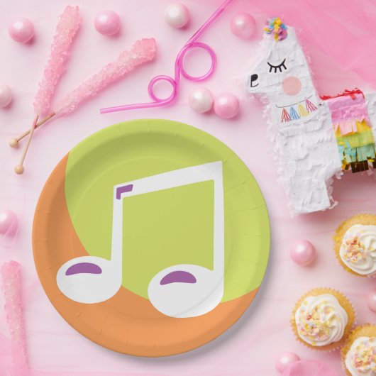 Vibrant Musical Note Double Eighth Pappteller (Party)