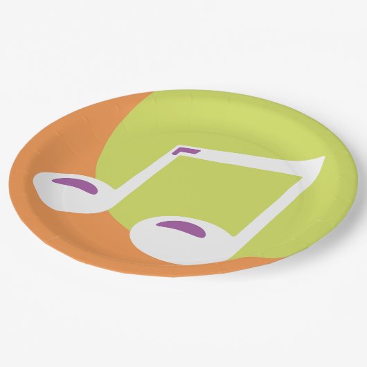 Vibrant Musical Note Double Eighth Pappteller (Schrägansicht)