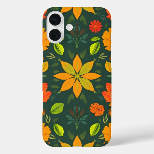 Vibrant Nature iPhone16 Case - Nahtloses Muster De (Rückseite)