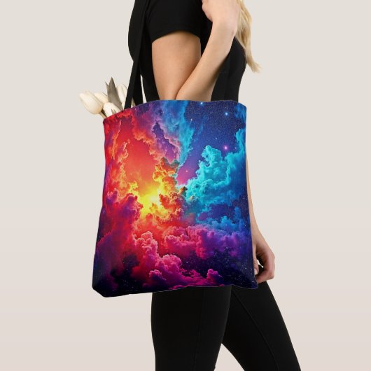 Vibrant Nebula Art: Cosmic Color Art Tasche (Von Nahem)