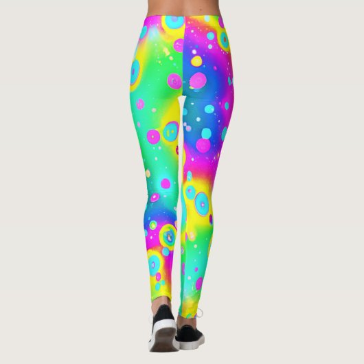 Vibrant Neon Blaze Pattern Leggings (Rückseite)