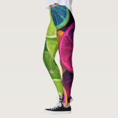 Vibrant Neon Citrus Lime & Lemon Slices Wrap Leggings (Links)