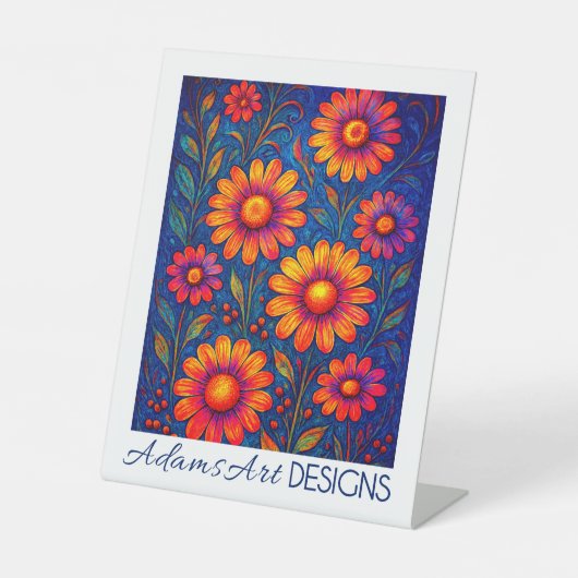 Vibrant Neon Floral Garden Sockelschild (Vorderseite)