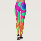 Vibrant Neon Fruits Pattern Leggings (Rückseite)