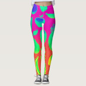 Vibrant Neon Fruits Pattern Leggings (Vorderseite)