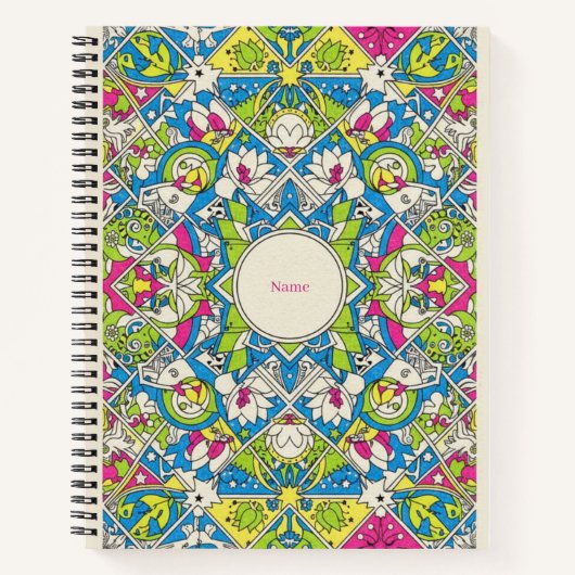 Vibrant Neon Geometric Mandala Nooracle Journal Notizblock (Vorderseite)